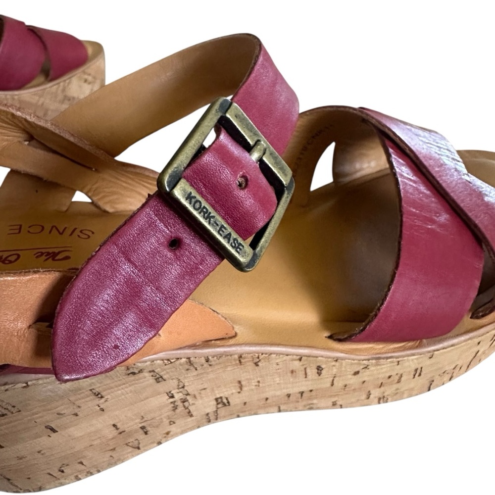 Kork-Ease Women's Pink/Berry Leather Cork Platform Sandals - Picture 7 of 15